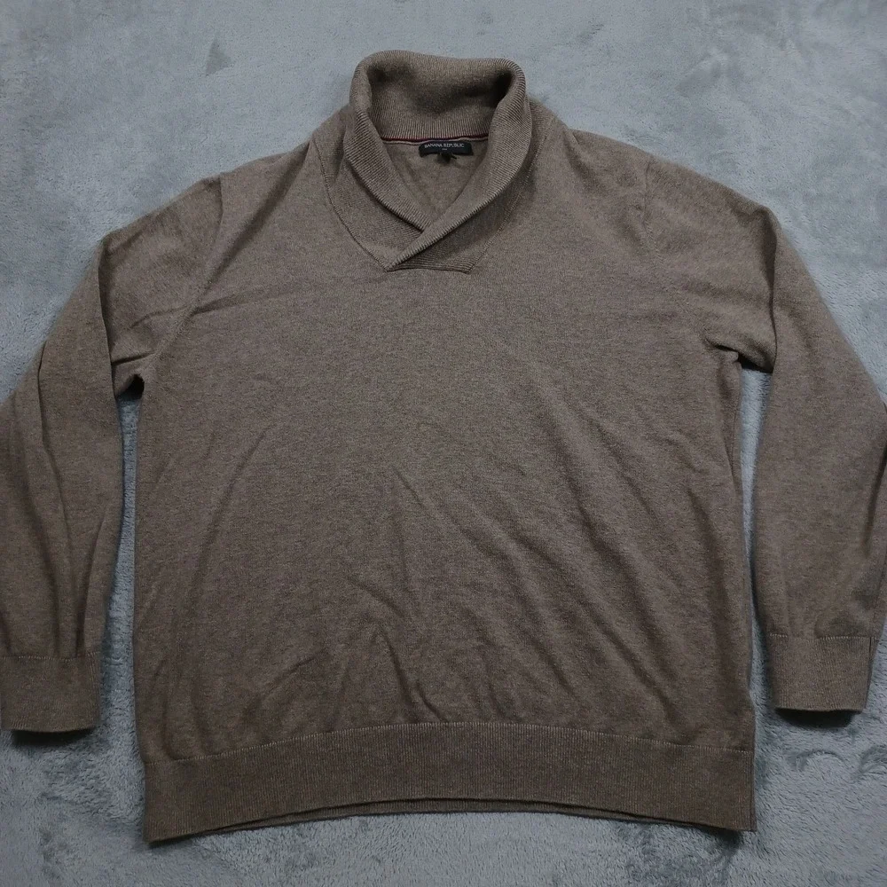 Banana Republic Sweater Mens XL Brown Cowl Neck‎ Preppy Pullover Knit